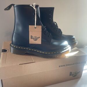 Dr. Martens Air Wair Black Boots with Yellow Stitching